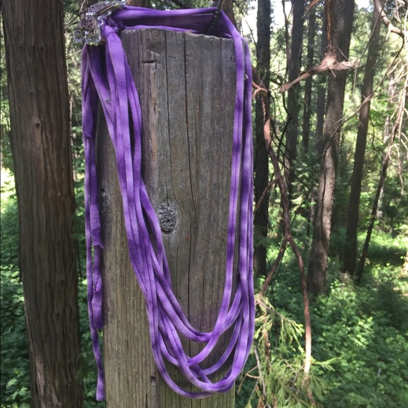 Hand Crafted Jewelry - Kreativekristen upcycle purple T-shirt necklace,free shipping always ,HP24and 25